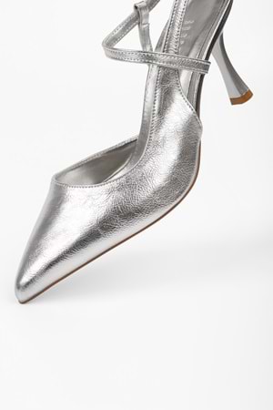 Kadın Nella Gümüş Parlak Stiletto