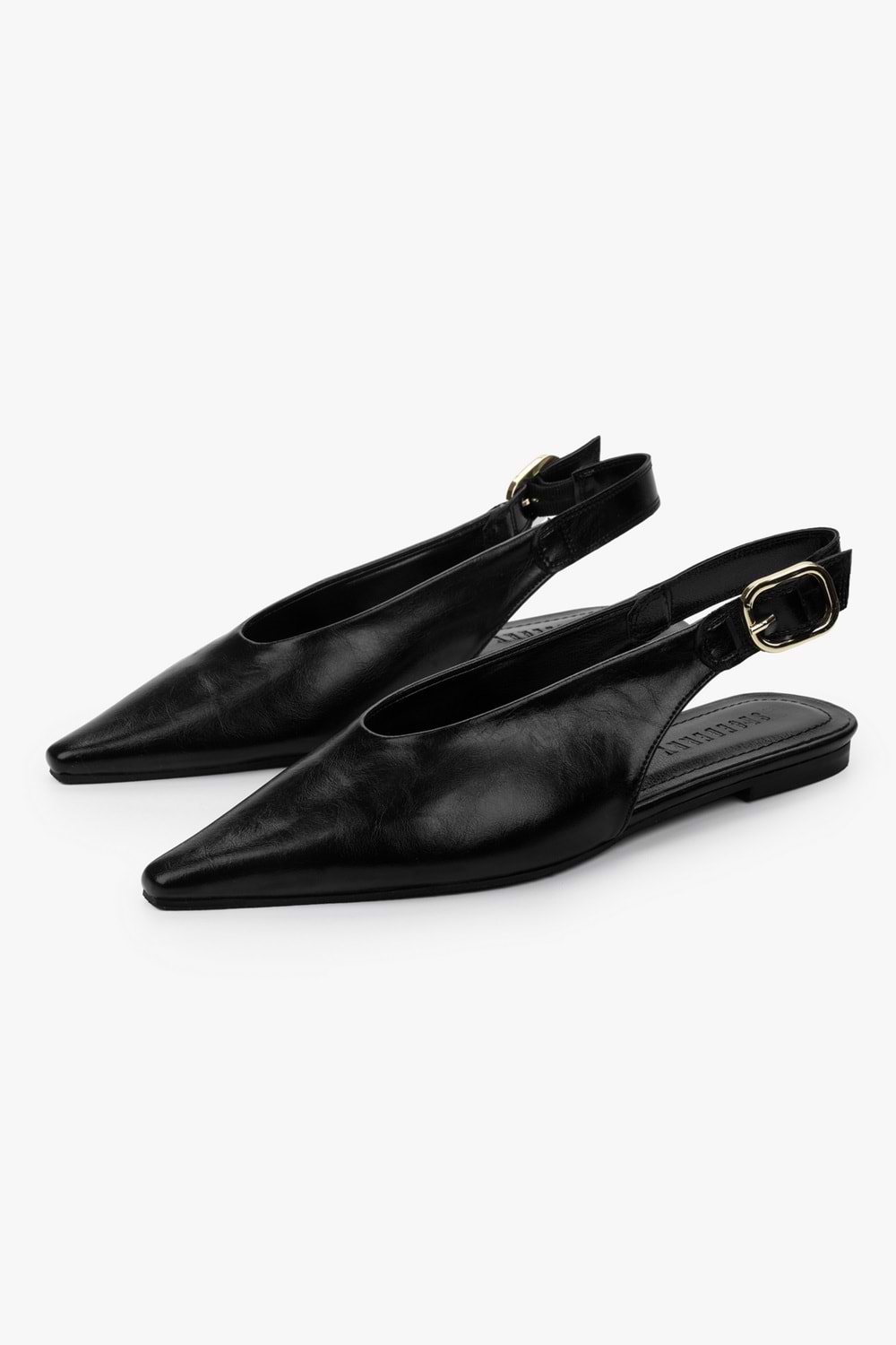 Kadın Viela Siyah Cilt Sivri Burunlu Babet