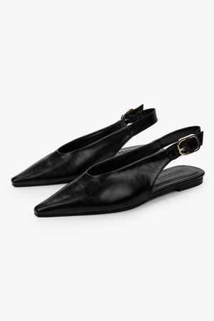 Kadın Viela Siyah Cilt Sivri Burunlu Babet