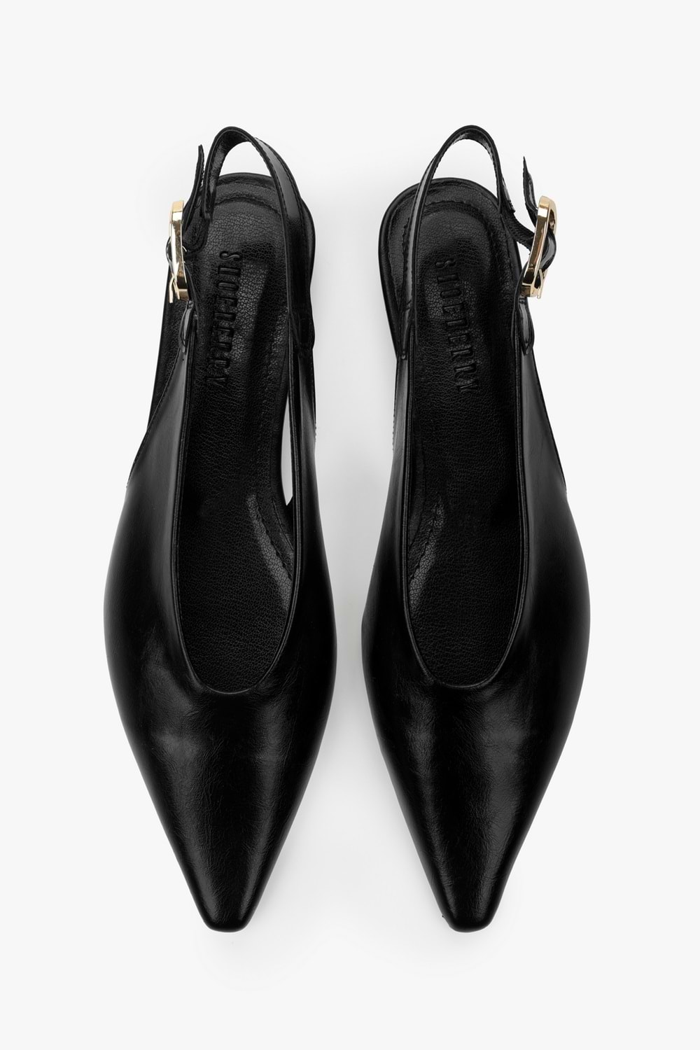 Kadın Viela Siyah Cilt Sivri Burunlu Babet