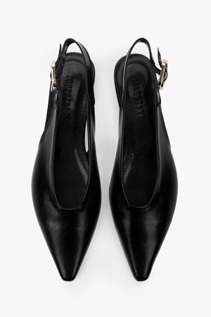 Kadın Viela Siyah Cilt Sivri Burunlu Babet