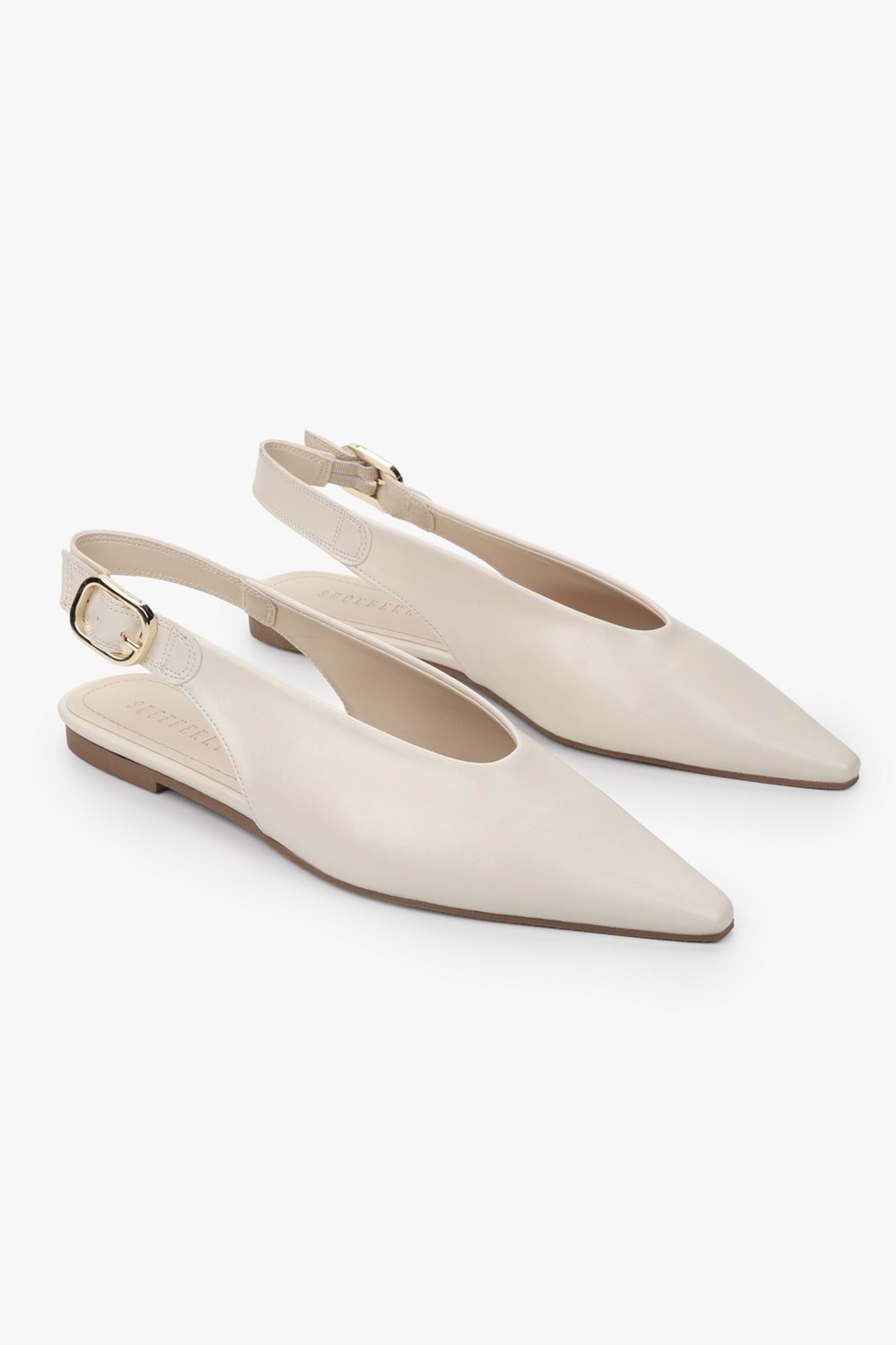 Kadın Viela Ekru Cilt Sivri Burunlu Babet