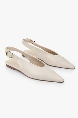 Kadın Viela Ekru Cilt Sivri Burunlu Babet