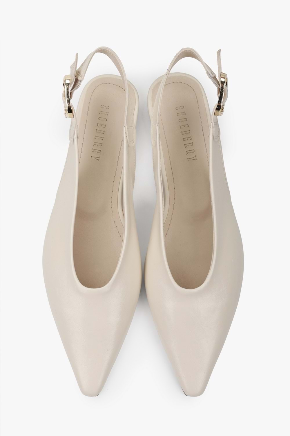 Kadın Viela Ekru Cilt Sivri Burunlu Babet