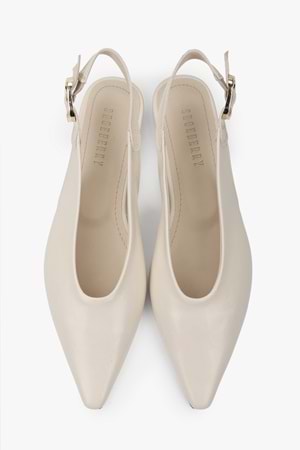 Kadın Viela Ekru Cilt Sivri Burunlu Babet