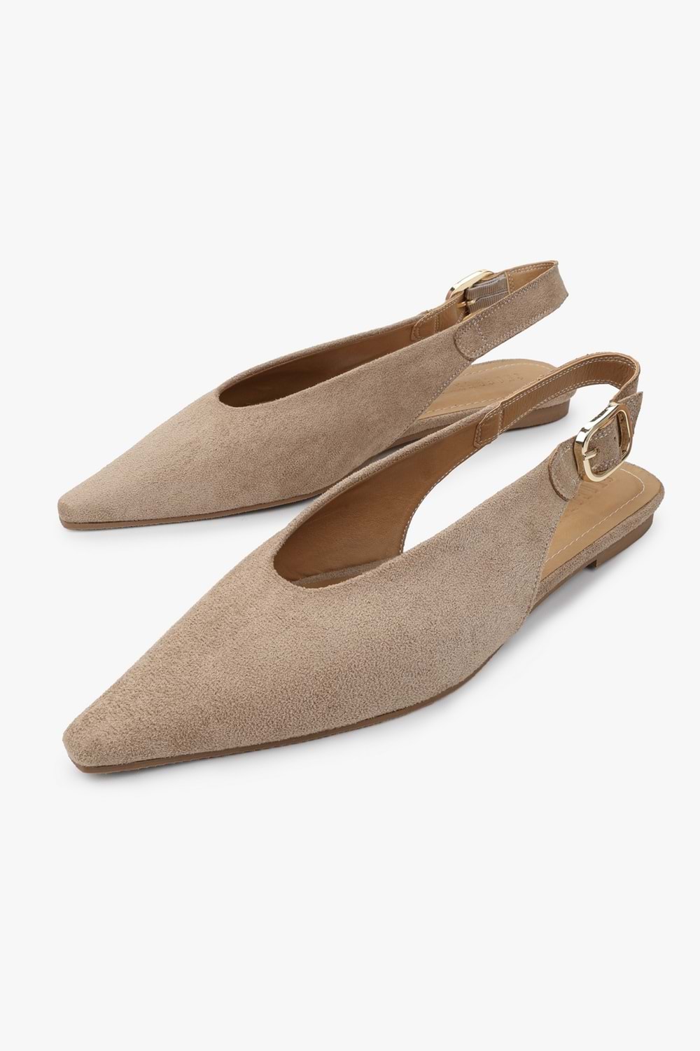 Kadın Viela Vizon Süet Sivri Burunlu Babet