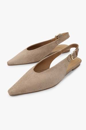 Kadın Viela Vizon Süet Sivri Burunlu Babet