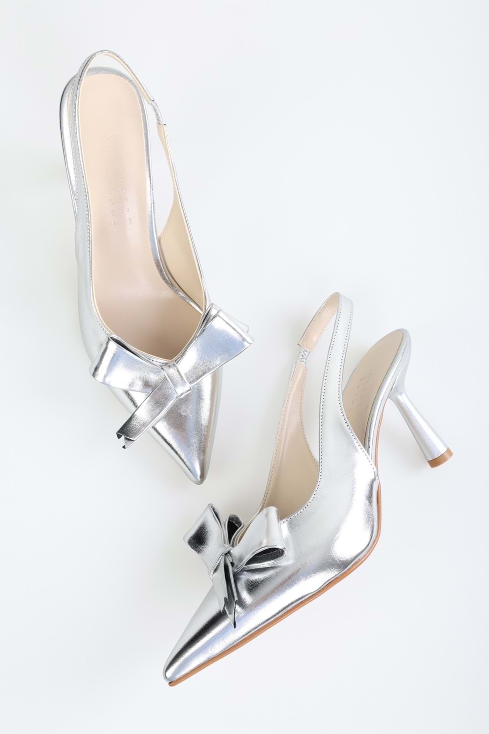 Kadın Fiorella Gümüş Parlak Fiyonklu Topuklu Stiletto