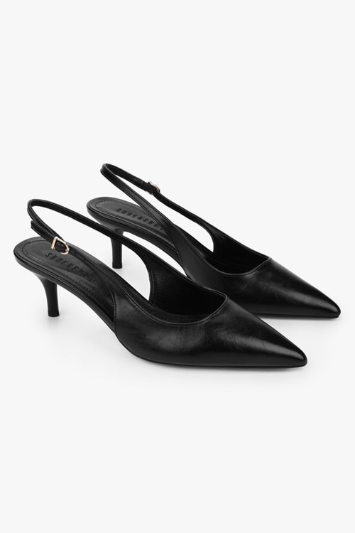 Kadın Kaven Siyah Cilt Mini Topuklu Stiletto