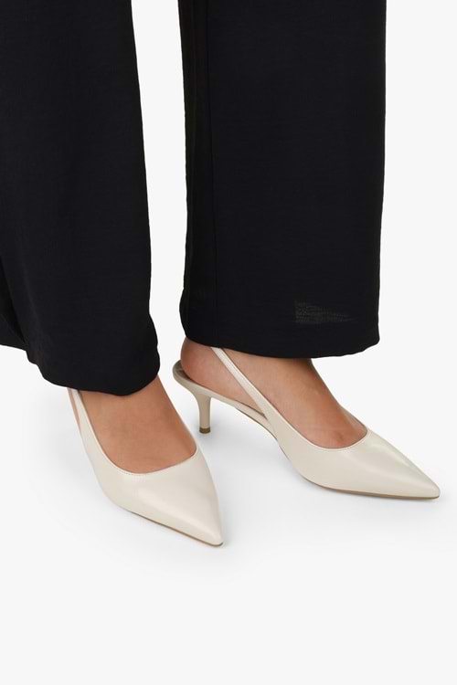 Kadın Kaven Ekru Cilt Mini Topuklu Stiletto