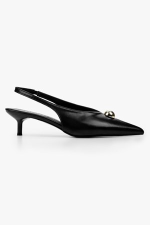 Kadın Kaelis Siyah Cilt Gold Toka Detaylı Mini Topuklu Stiletto