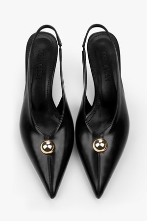 Kadın Kaelis Siyah Cilt Gold Toka Detaylı Mini Topuklu Stiletto