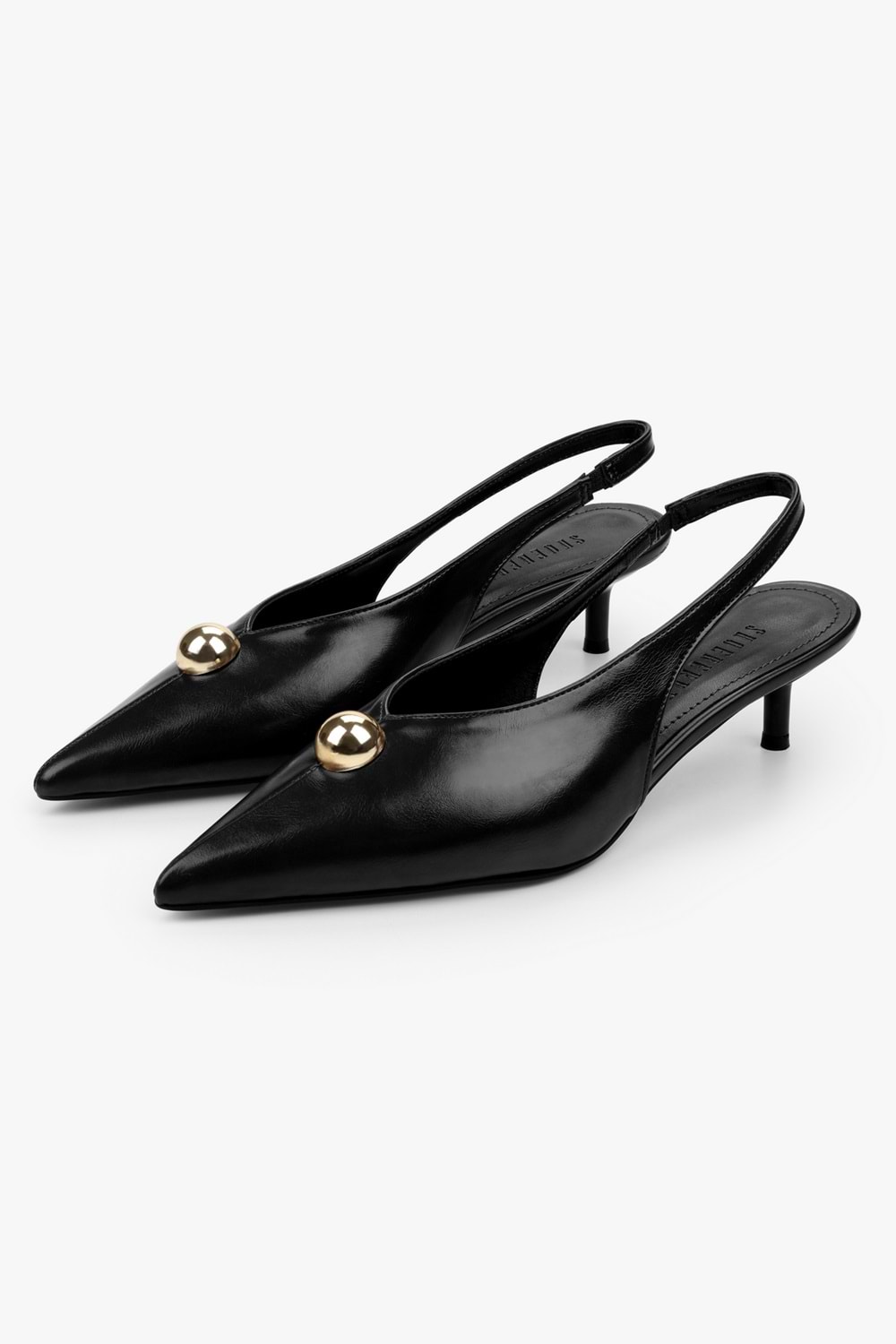 Kadın Kaelis Siyah Cilt Gold Toka Detaylı Mini Topuklu Stiletto