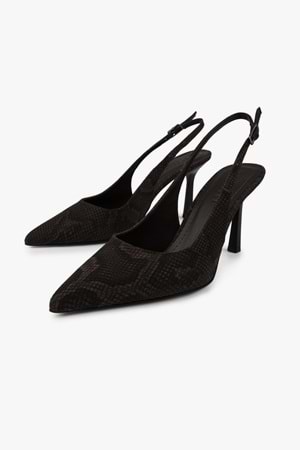 Kadın Vina Kahve Yılan Desenli Stiletto