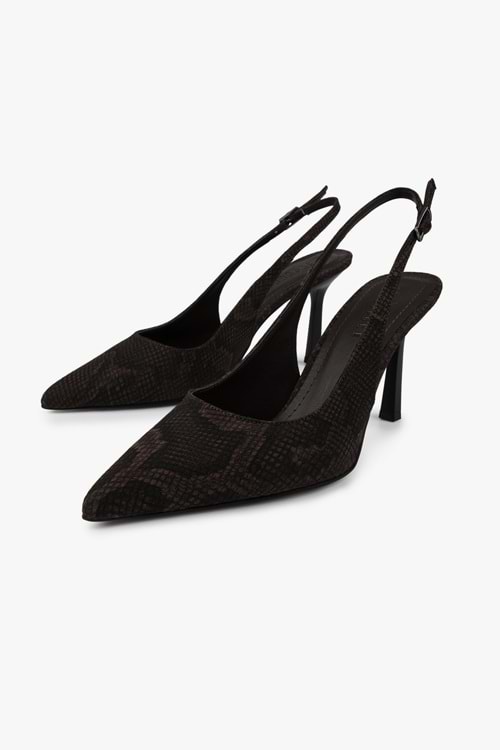Kadın Vina Kahve Yılan Desenli Stiletto