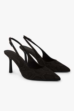 Kadın Vina Kahve Yılan Desenli Stiletto