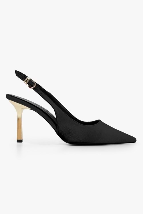 Kadın Hudson Siyah Kadife Gold Tokalı Stiletto