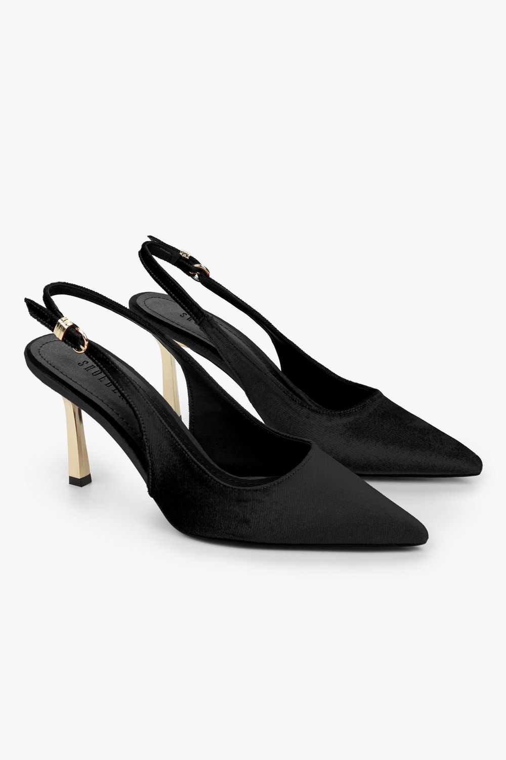 Kadın Hudson Siyah Kadife Gold Tokalı Stiletto