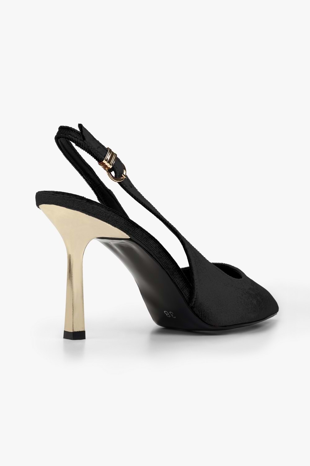 Kadın Hudson Siyah Kadife Gold Tokalı Stiletto