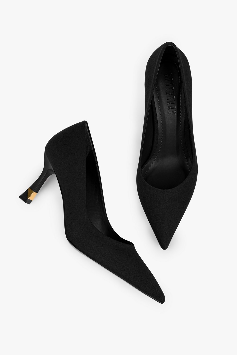 Kadın Gilda Siyah Saten Altın Kaplama Detaylı Stiletto