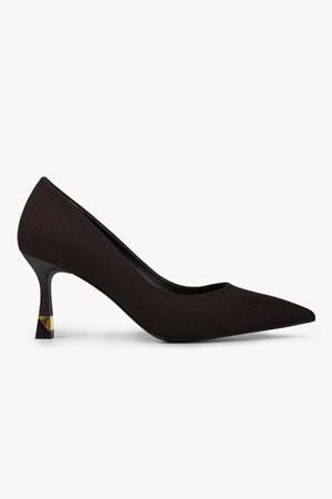 Kadın Gilda Kahve Saten Altın Kaplama Detaylı Stiletto