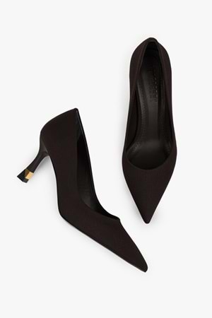 Kadın Gilda Kahve Saten Altın Kaplama Detaylı Stiletto