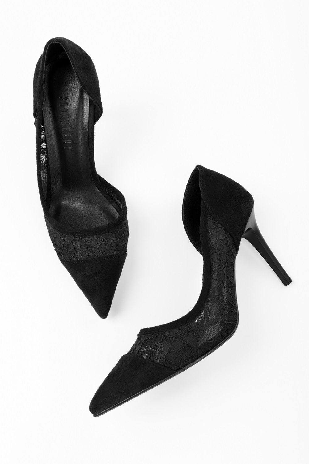 Kadın Syra Siyah Dantelli Süet Stiletto