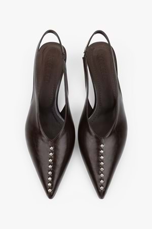 Kadın Roviel Kahve Cilt Trok Detaylı Stiletto