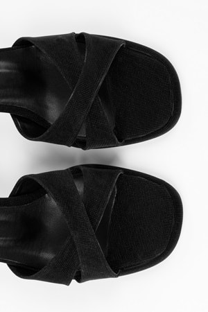 Kadın Tilia Siyah Simli Platform Topuklu Ayakkabı