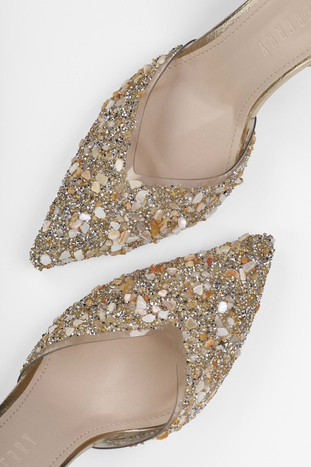 Kadın Opal Altın Taşlı Şeffaf Stiletto
