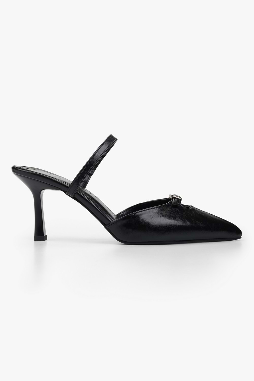 Kadın Sua Siyah Cilt Stiletto Topuklu Terlik
