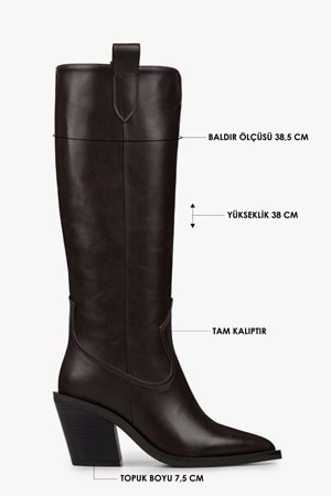 Kadın Nexa Kahve Cilt Kovboy Çizme