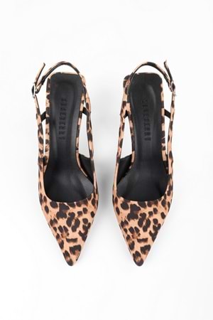 Kadın Anja Leopar Desenli Saten Stiletto