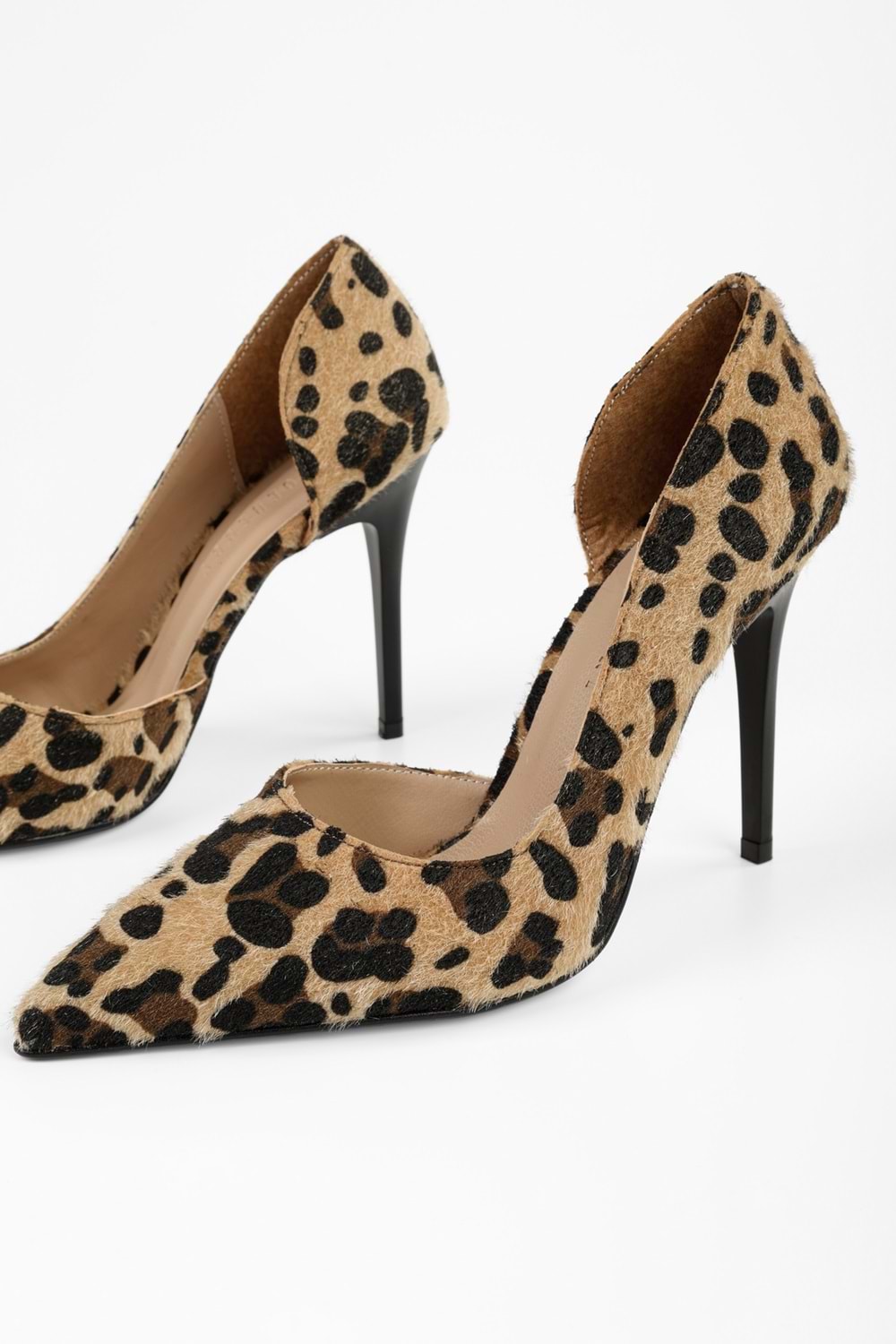 Kadın Massy Leopar Desenli Tüylü Stiletto