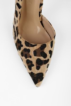 Kadın Massy Leopar Desenli Tüylü Stiletto