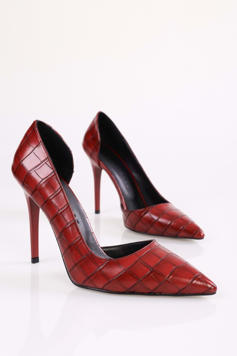 Kadın Massy Bordo Kroko Stiletto