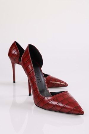 Kadın Massy Bordo Kroko Stiletto