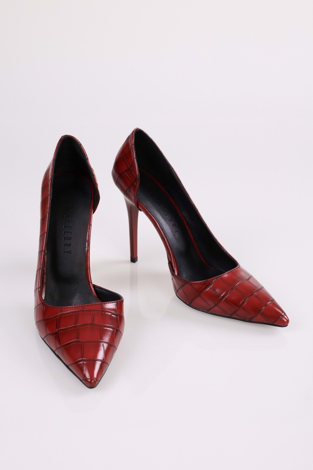 Kadın Massy Bordo Kroko Stiletto