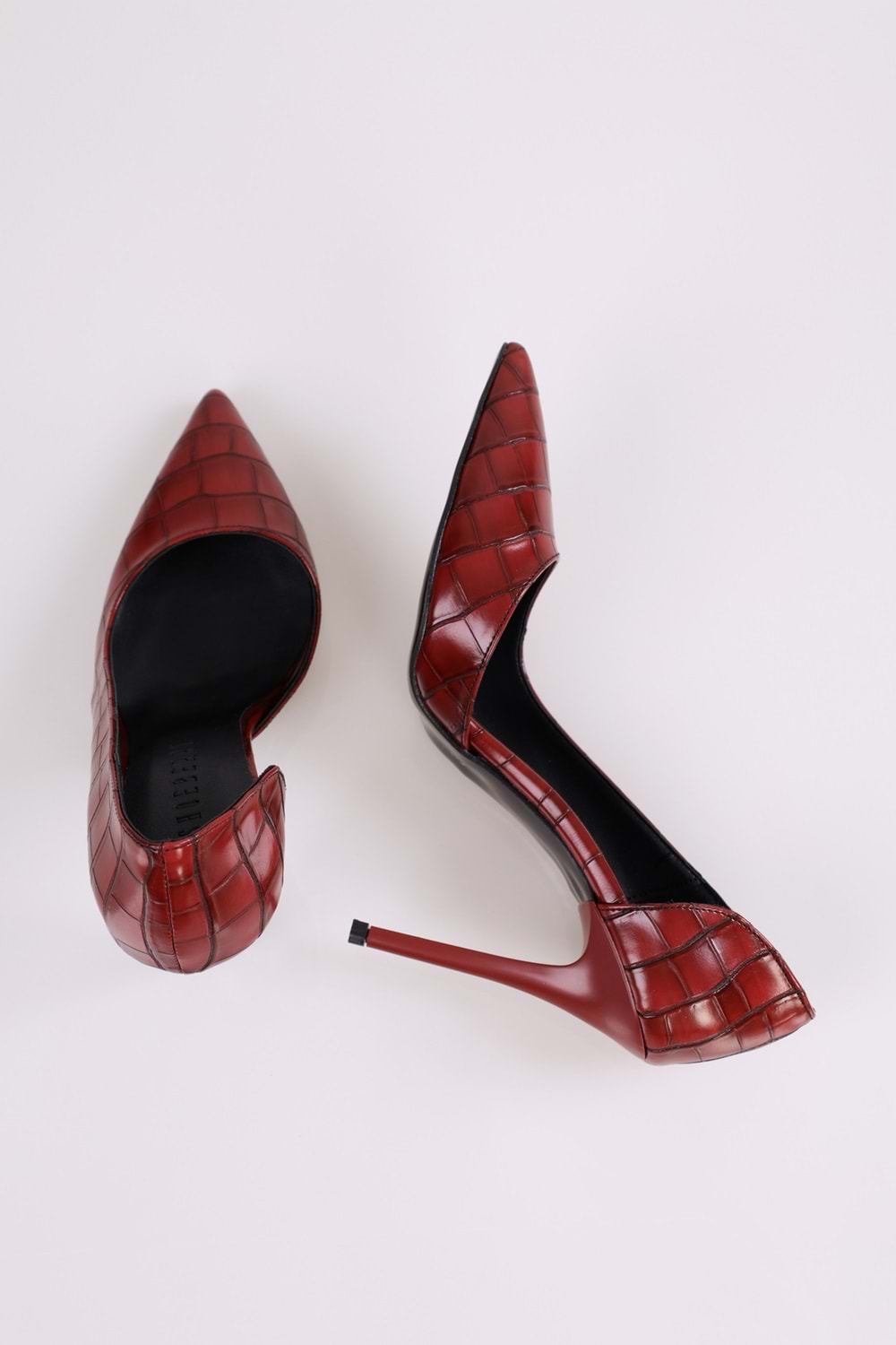 Kadın Massy Bordo Kroko Stiletto