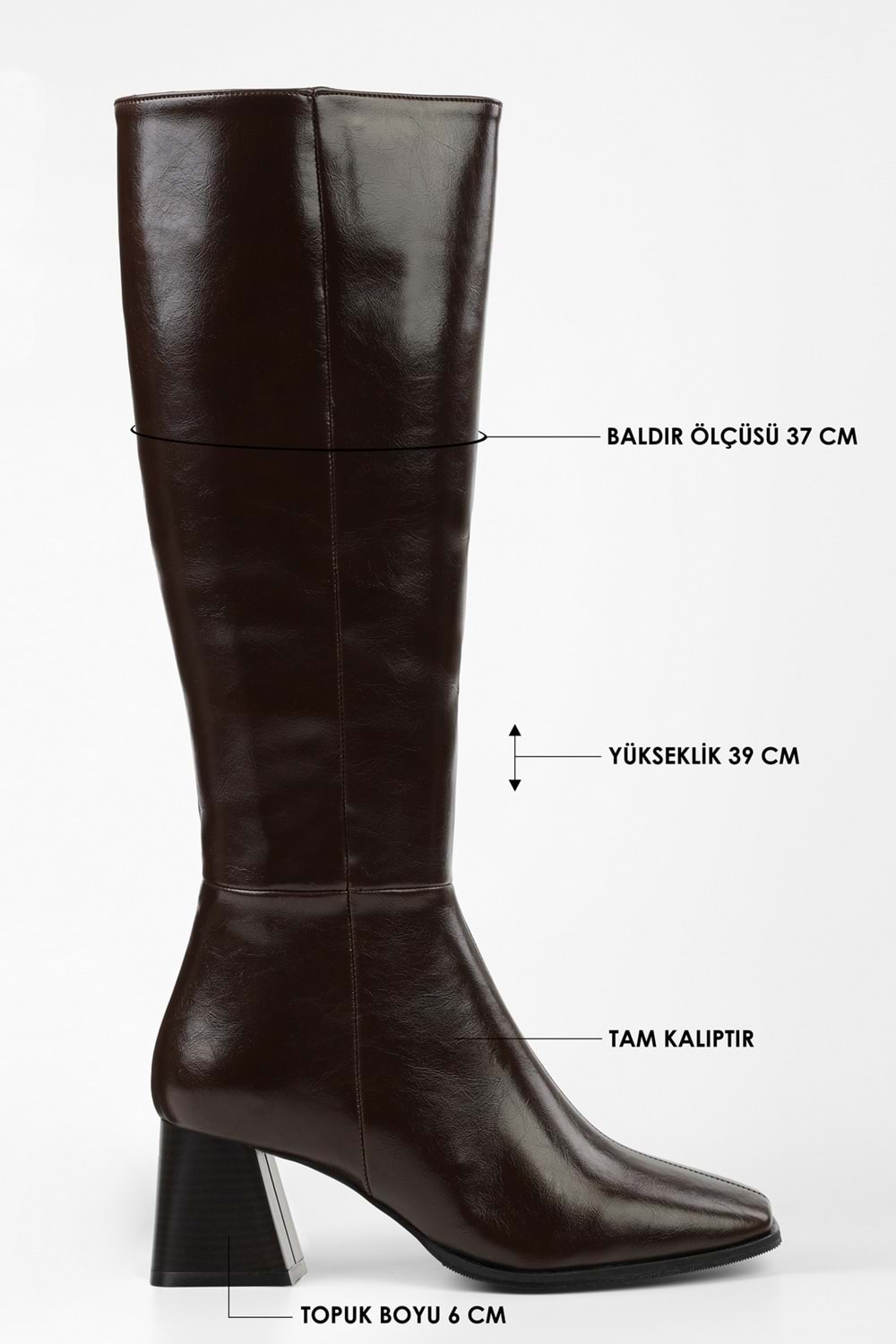 Kadın Stall Kahve Küt Burunlu Çizme
