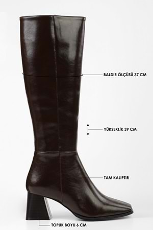 Kadın Stall Kahve Küt Burunlu Çizme