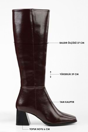 Kadın Stall Bordo Küt Burunlu Çizme