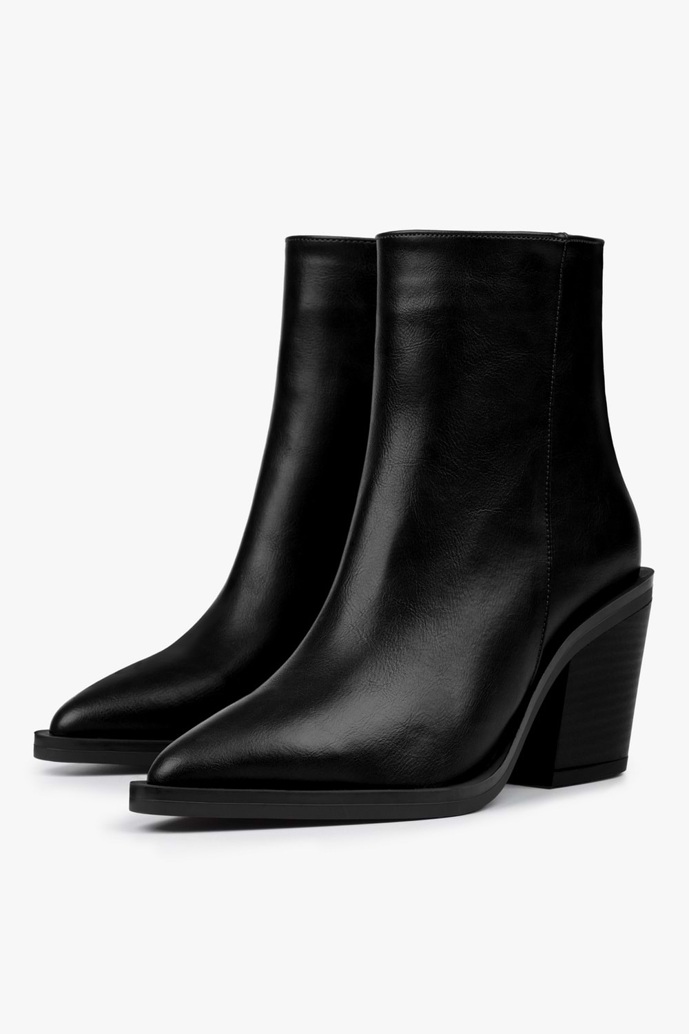 Kadın Mirea Siyah Cilt Kovboy Topuklu Bot