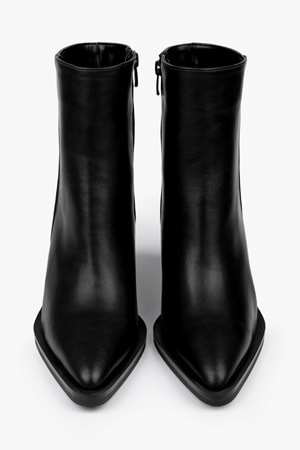 Kadın Mirea Siyah Cilt Kovboy Topuklu Bot