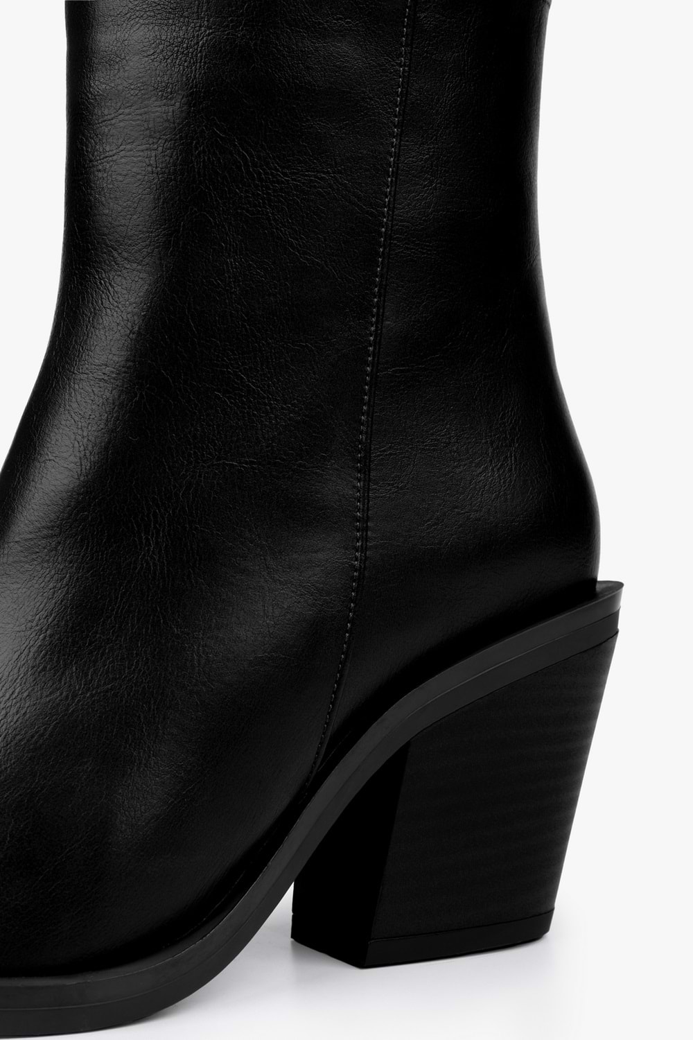 Kadın Mirea Siyah Cilt Kovboy Topuklu Bot