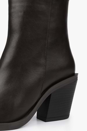 Kadın Mirea Kahve Cilt Kovboy Topuklu Bot