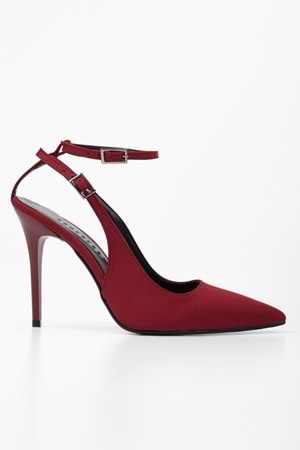 Kadın Mila Bordo Zara Saten Kemerli Bilekten Bağlı Stiletto