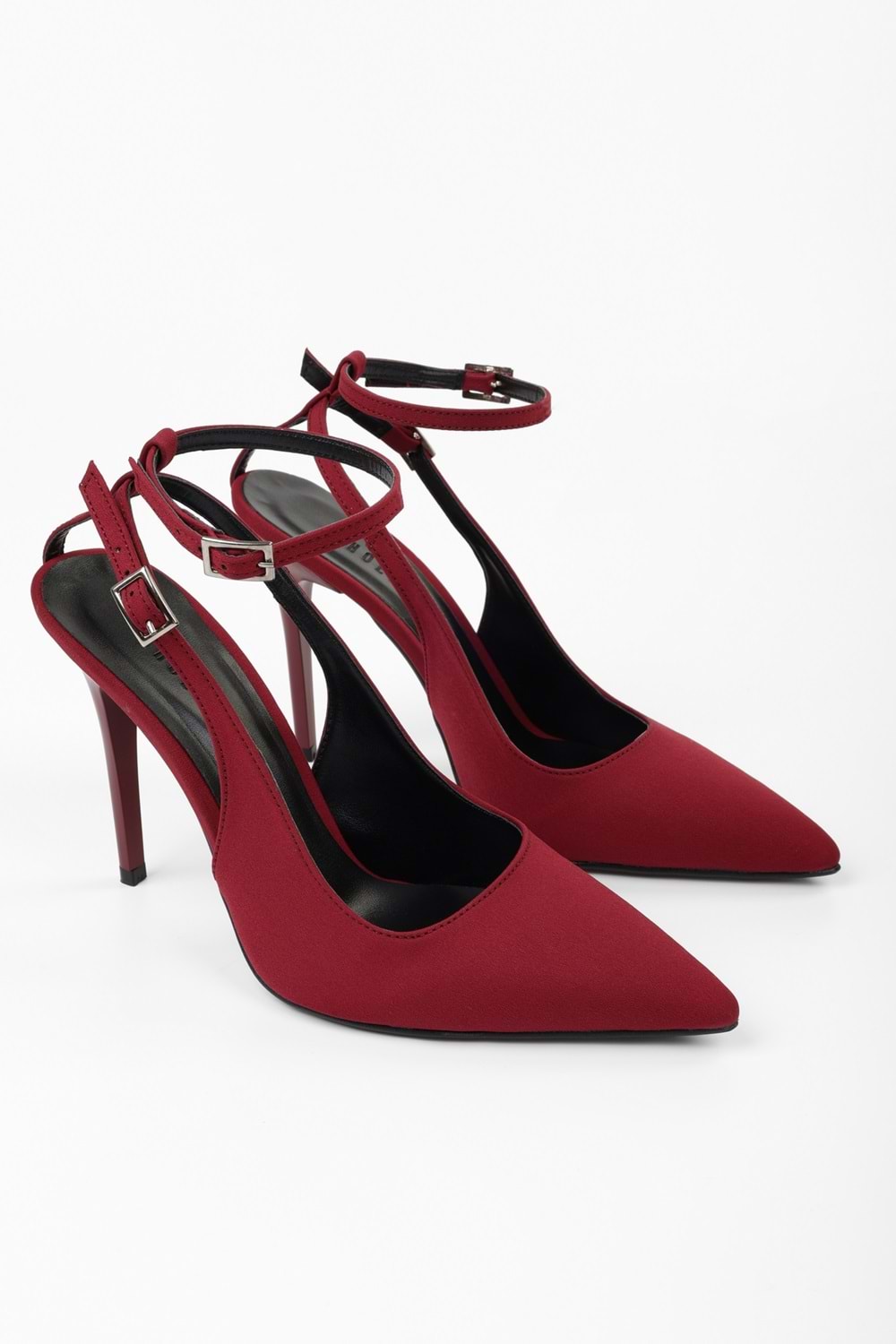 Kadın Mila Bordo Zara Saten Kemerli Bilekten Bağlı Stiletto