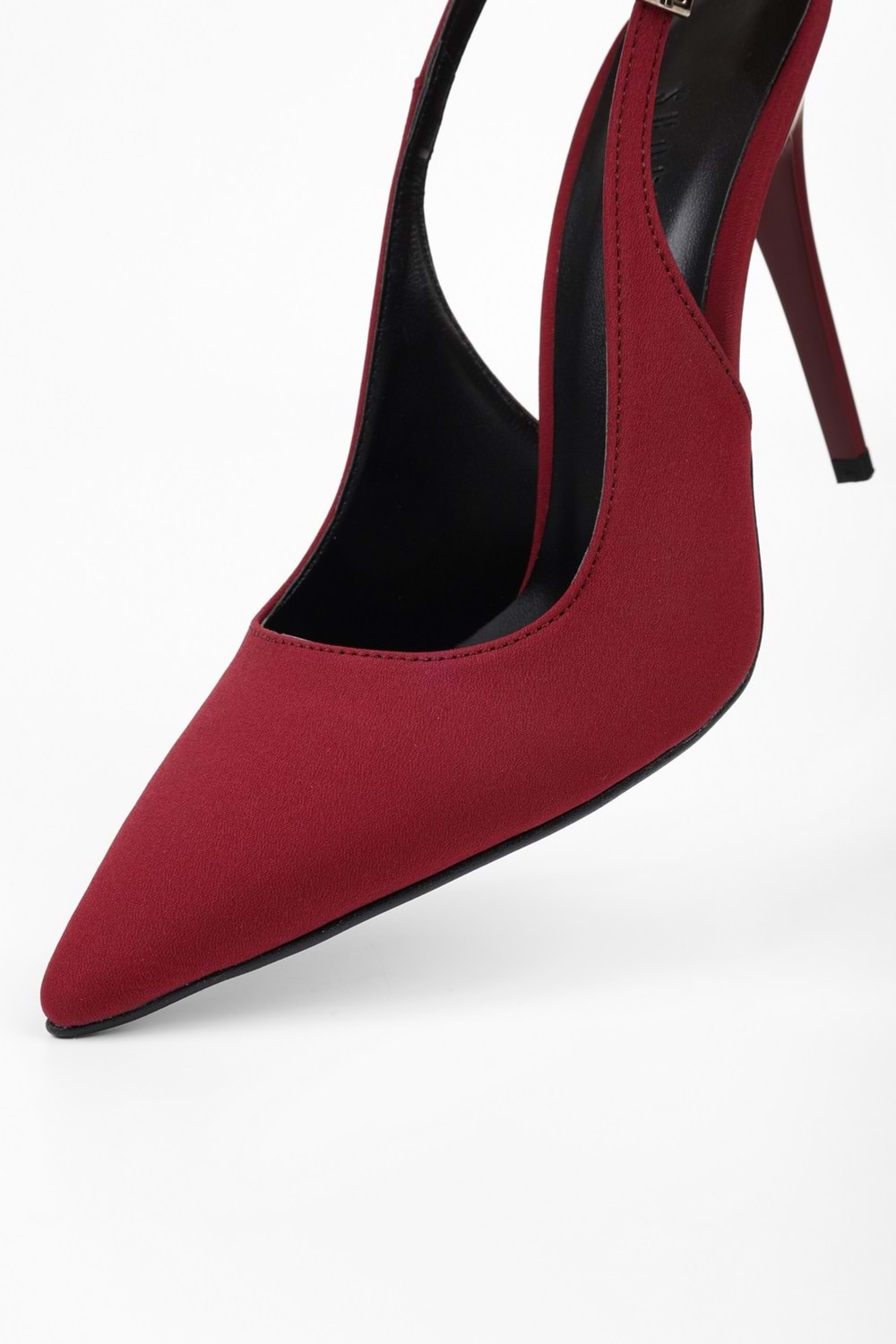 Kadın Mila Bordo Zara Saten Kemerli Bilekten Bağlı Stiletto
