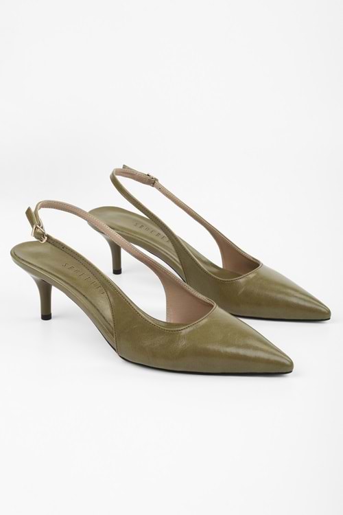 Kadın Estelle Yağ Yeşili Cilt Stiletto
